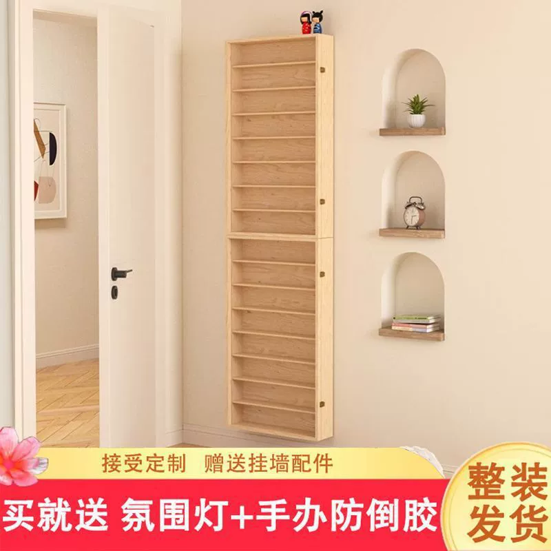 Настенная полка для хранения кукол Bubble Mart, витрина для демонстрации, ручной работы, из массива дерева, с отсеками для хранения