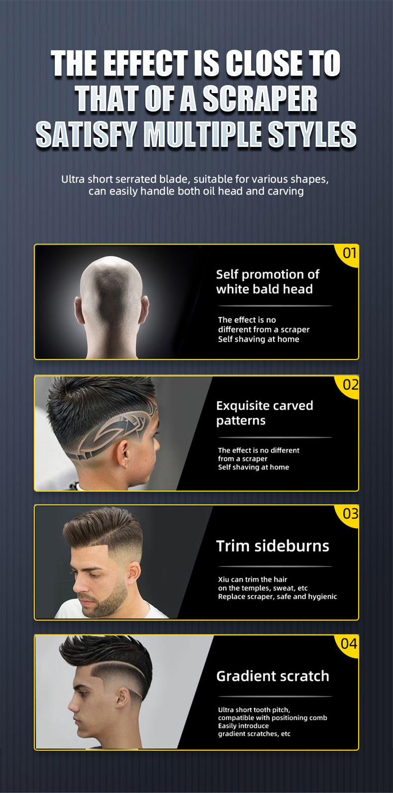 Professionel hårtrimmer med knive i rustfrit stål_voghion.com