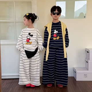 湖州织里童装2026春季新品女童条纹卡通宽松套装儿童休闲运动套装