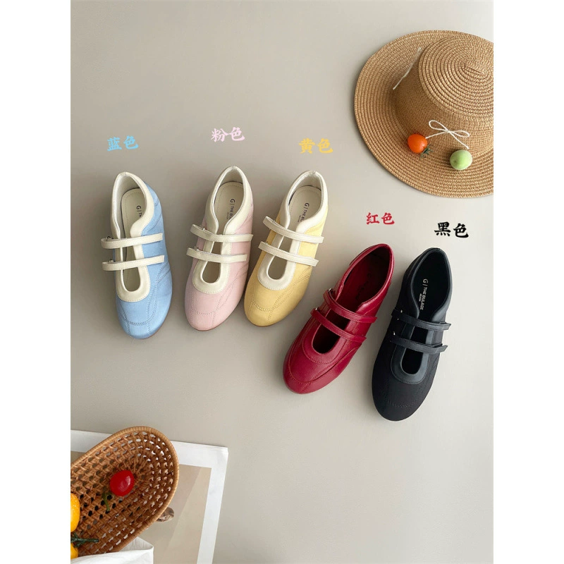 Весенне-летние новые повседневные туфли на плоской подошве для женщин, балетки для тренировок, нишевые туфли Мэри Джейн в корейском стиле.