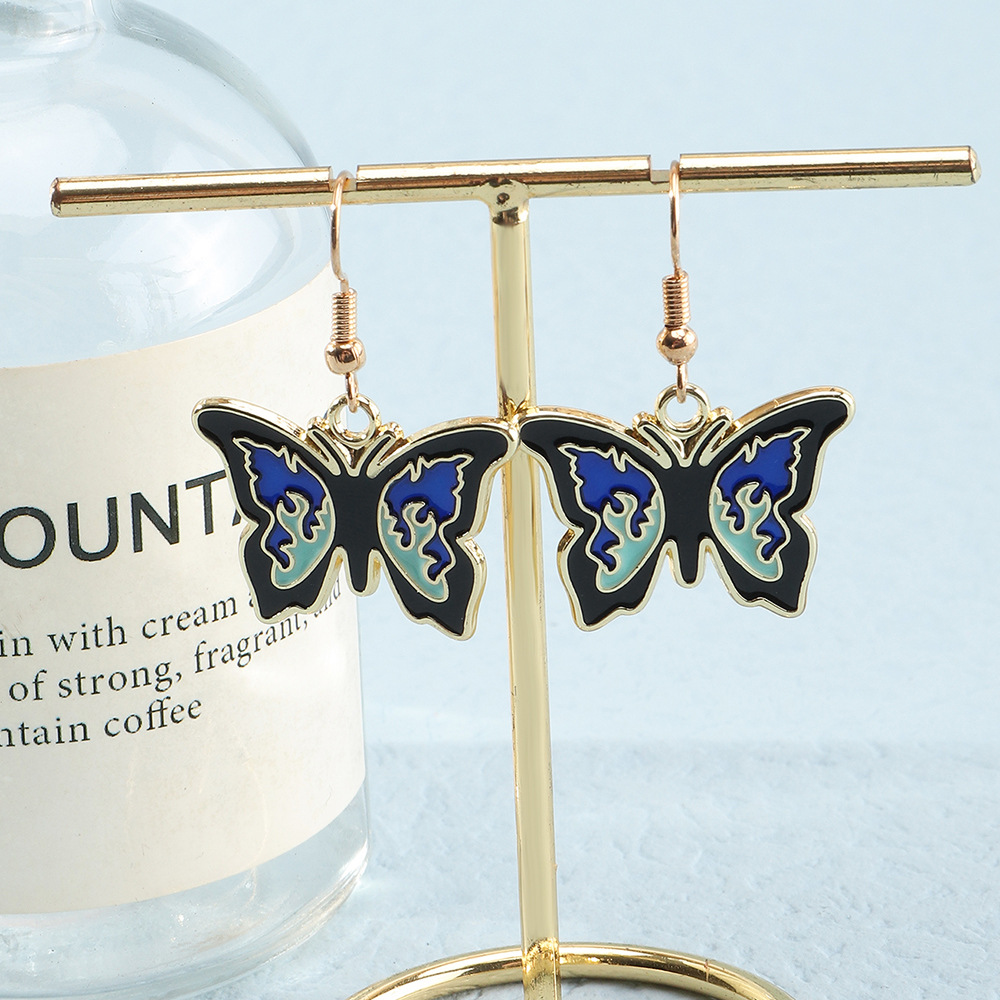 new Korean simple fashion butterfly ear hoop earrings female retro alloy drip ear jewelrypicture5