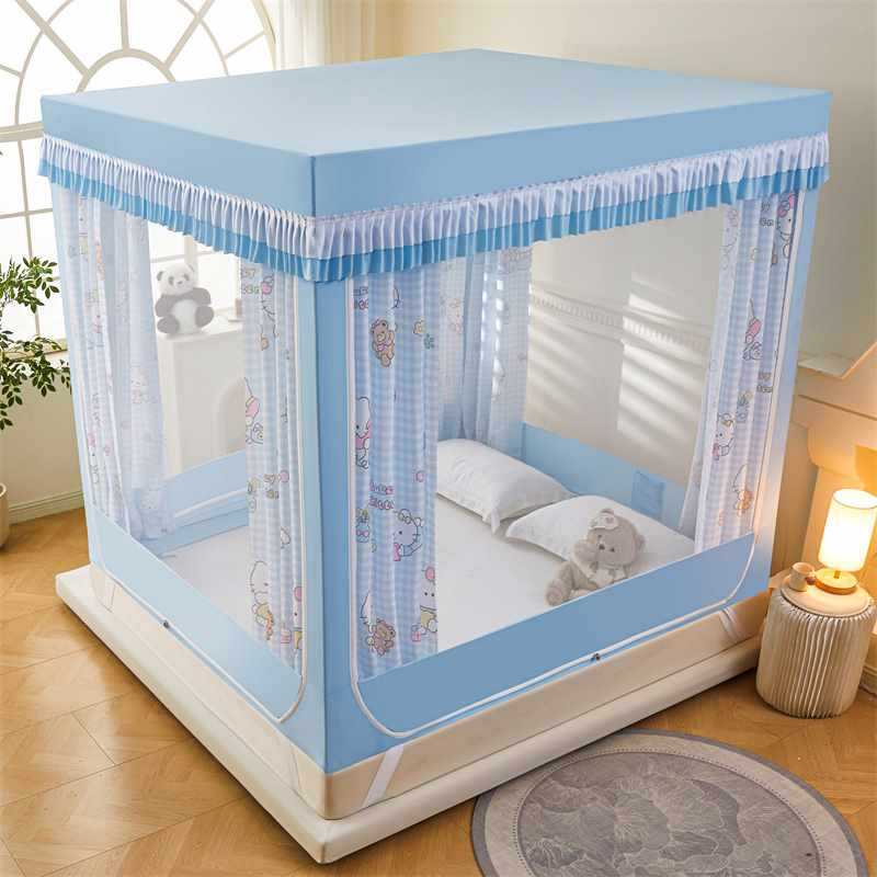 ♔ ♔ 2025 New Model Children's Anti-Fall Mosquito Net with Full Bottom, Integrated Bed Curtain for Home Use, Zippered, No Installation Required