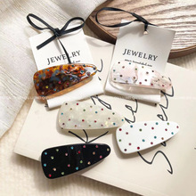 韩国ins彩色波点醋酸弹簧夹发夹点点边夹 甜美半扎公主头碎发夹