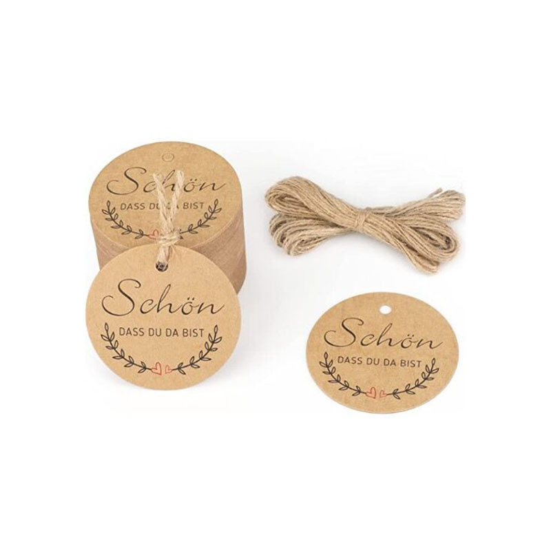 SCHONDASS DU DA BIST牛皮纸 圆形吊牌婚礼德语牛皮纸礼品标签