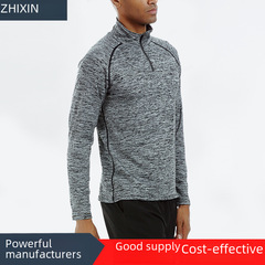 Men's Running Basketball Training Fitness Top High Collar Outdoor Quick Dry Long Sleeve T-Shirt