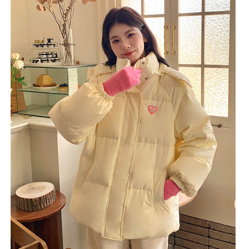 Short Thickened down Cotton Jacket for Women 2025 New Winter Loose Korean Style Sweet and Cute Cotton Coat Puffer Jacket