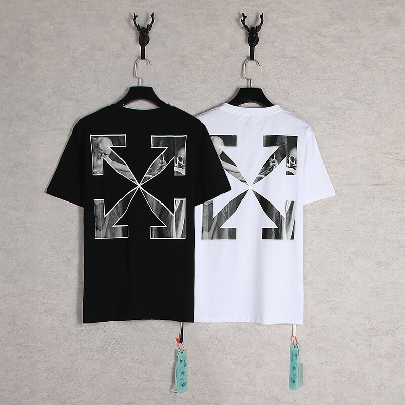 Cross-Border Spot Off White Ow Summer Character Print Series Oversized Men's Short-Sleeved T-Shirt