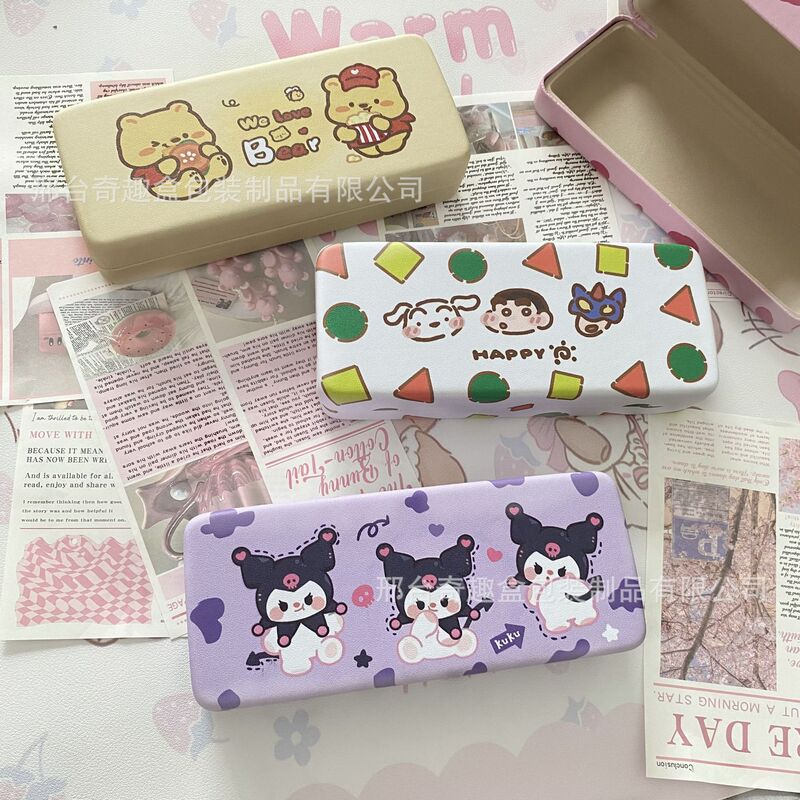 Glasses Case Square Box Men's and Women's Optical Myopia Glasses Case Cartoon Printing Large Frame Handmade Box Wholesale Glasses Case