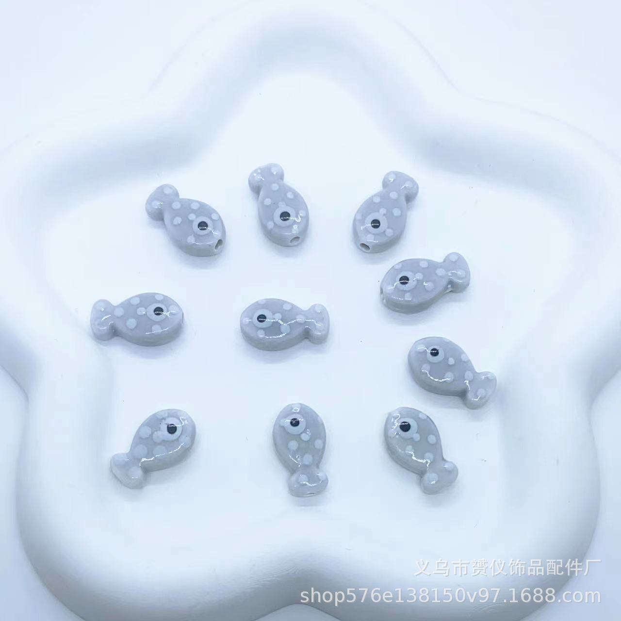 Cuentas de cerámica con diseño de peces, cuentas sueltas, cuentas para hilo, cuentas pintadas a mano, collar hecho a mano, pulsera, accesorios de bricolaje, accesorios de Yiwu