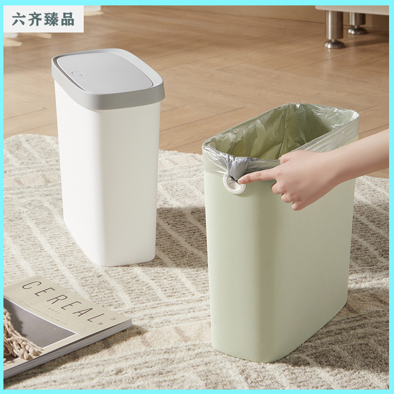 Narrow Gap Trash Can for Home Use in Bathroom and Kitchen, Ultra-Narrow, Large Capacity, Long Cylindrical Waste Bin for Commercial Use