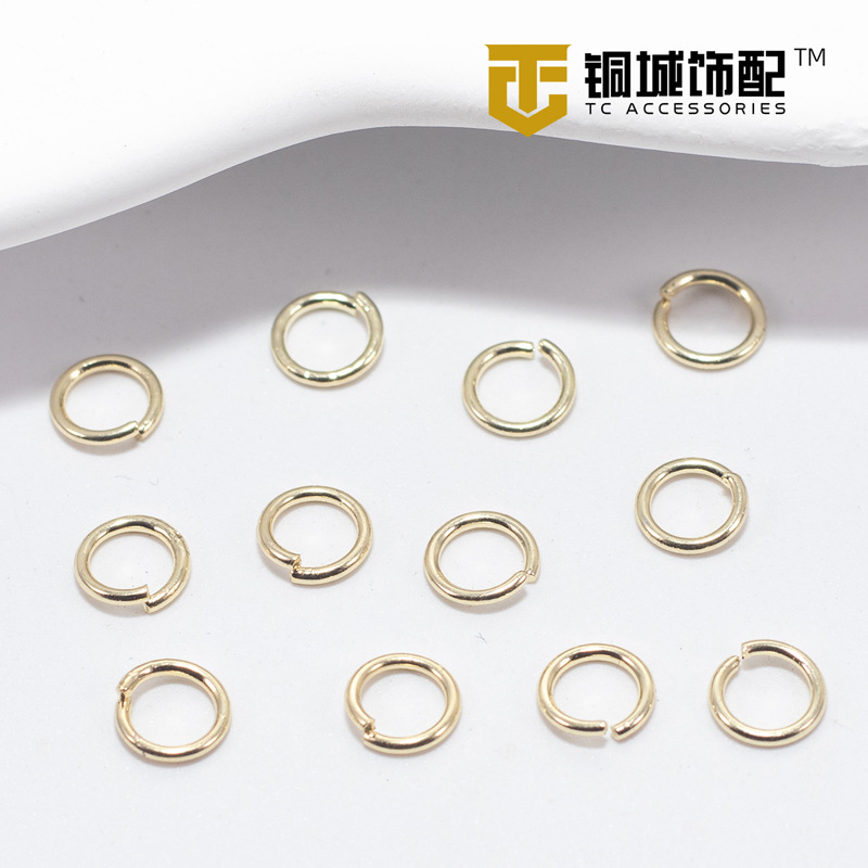 14K recubierto de oro anillo abierto que preserva el color anillo cerrado chapado en oro de cobre accesorios de joyería pulsera anillo abierto hecho a mano DIY conexión