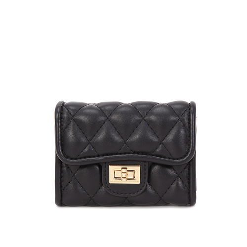 Leather Purse 2024 New Arrival Minimalist Multi-Card Holder Wallet with Small Scents of Fashion, Small Lattice Pattern, Dropshipping One Piece