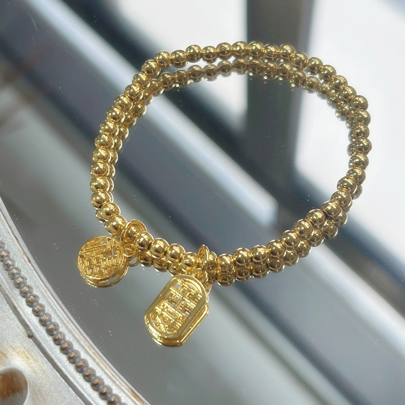 Fashionable new "Peace and Fortune" character bracelet for women, light luxury, niche and exquisite silver bracelet for best friends.