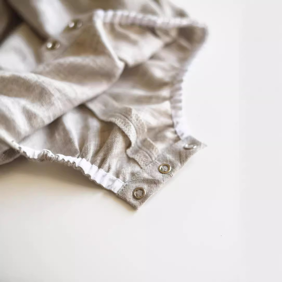 2021 verano nuevo Lino recién nacido Ropa de una pieza color sólido manga corta bebé mameluco ropa infantil