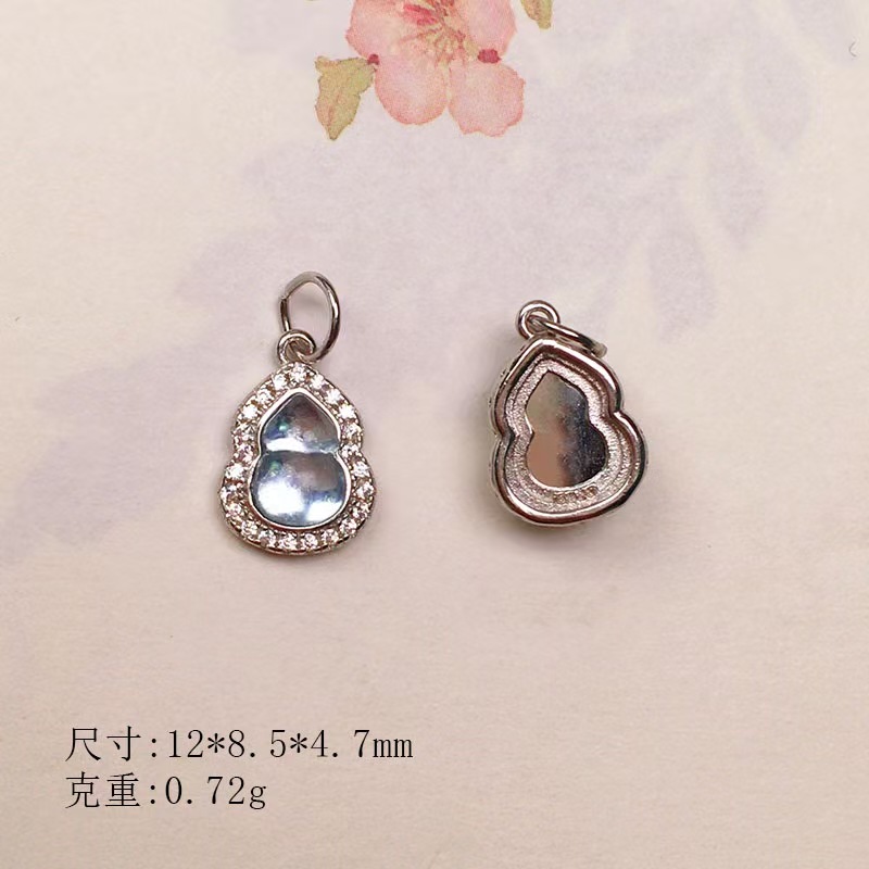 Natural tourmaline diamond-encrusted gourd s925 silver-plated through-hole accessories bracelet string decoration diy handmade spacer beads semi-finished products