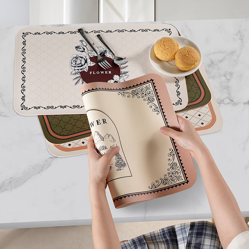 Estera de cuero de lujo ligero nórdico estera de placa antideslizante a prueba de aceite estera de mesa estera de aislamiento térmico estera de tazón antiquemaduras posavasos desechable