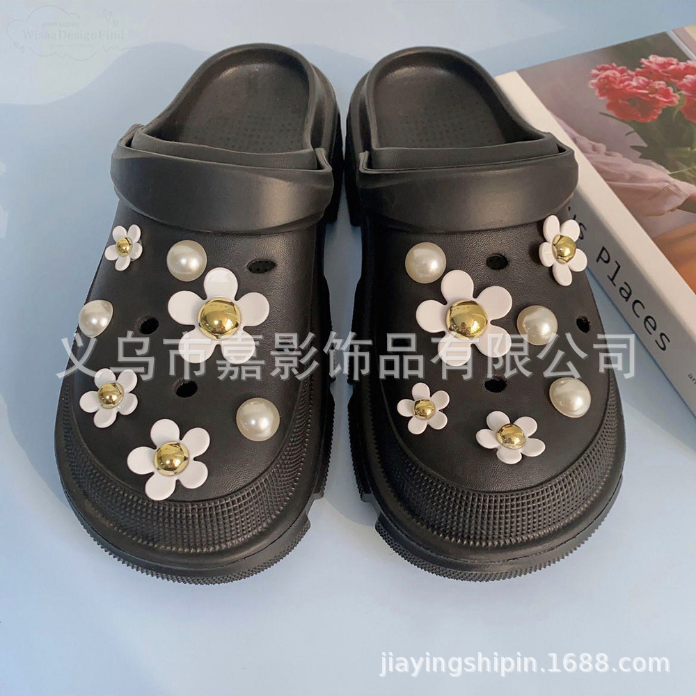 Verano coreano inns guía de viento accesorios de huevo flor sonriente flor de sol guía botones de zapatos accesorios DIY flores de zapatos