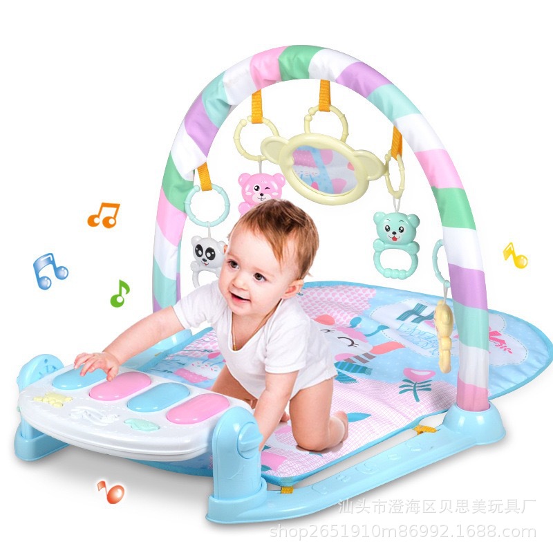 Piano pedal infantil estante de gimnasio bebés manta de arrastre neonatal multifuncional música iluminación piano electrónico almohadilla de juguete