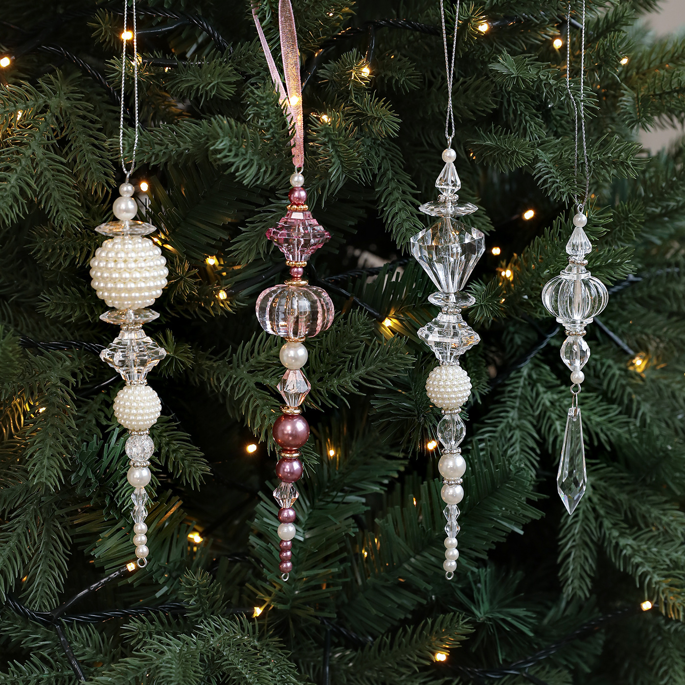 Nuevo metal transparente acrílico plástico colgante colgante colgante decoración de Navidad árbol de Navidad vestido colgante