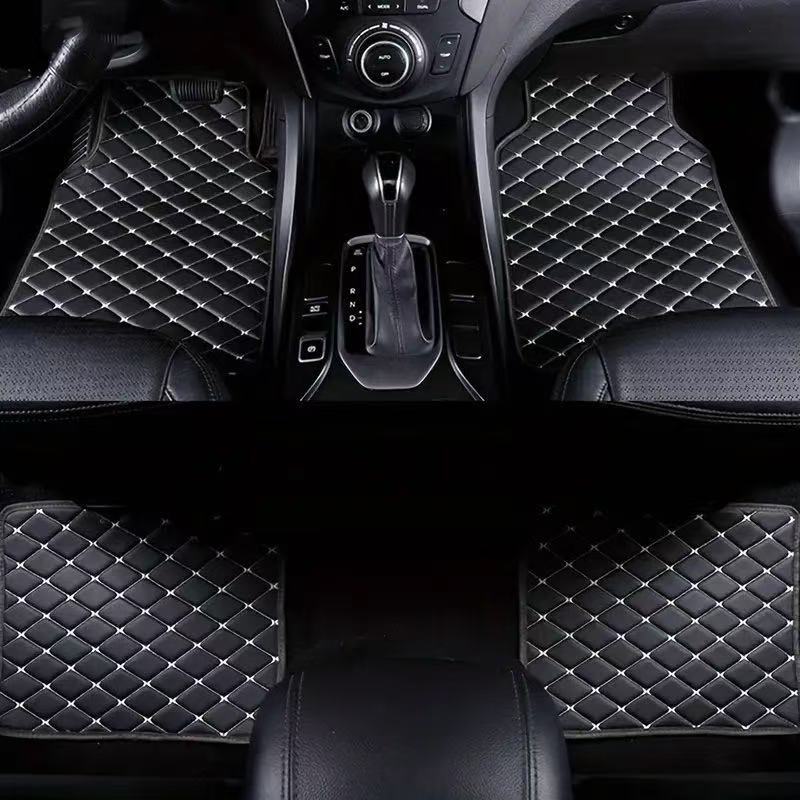 Cross-border universal leather quilted car floor mats, foot pads, direct sales from manufacturer, for Temu, Amazon, and foreign right-hand drive vehicles