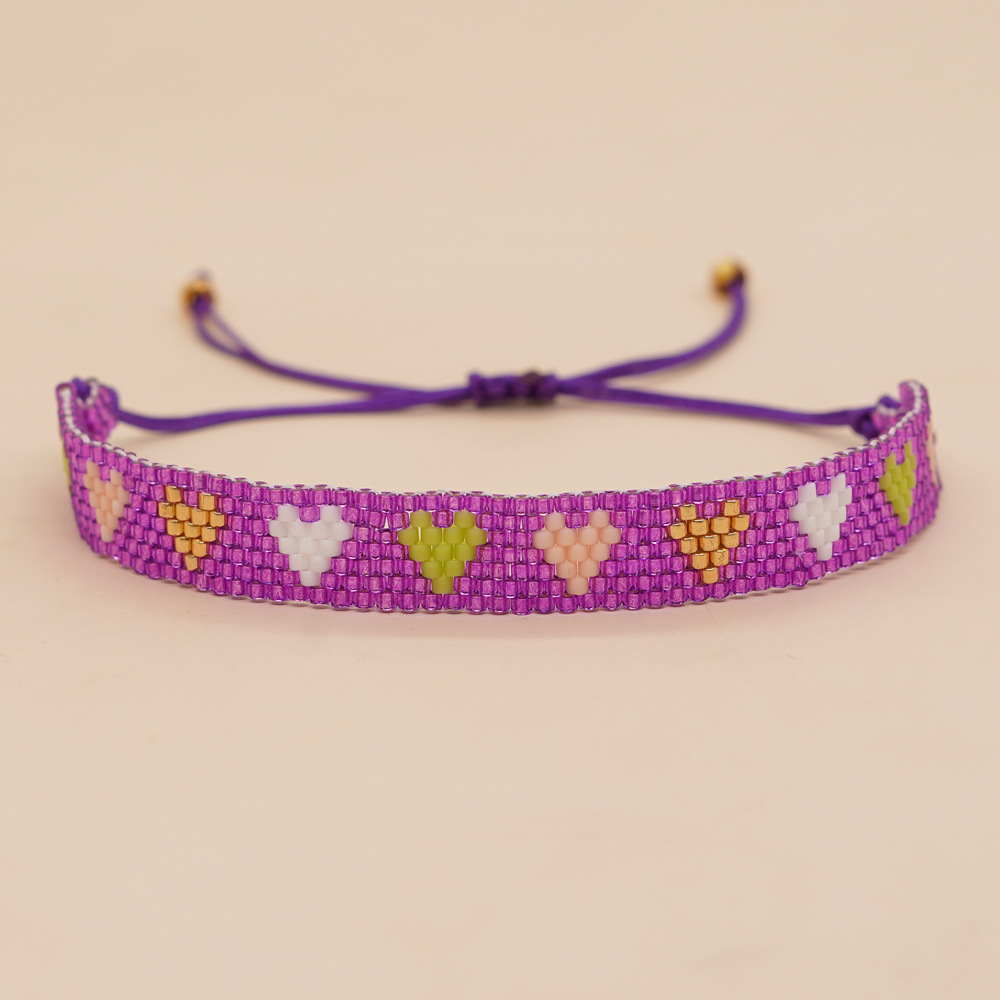 Style Simple Forme De Cœur Rhombe Verre Corde Irrégulière Tricot Femmes Bracelets display picture 3