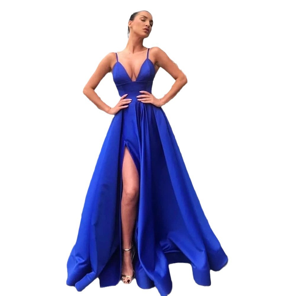 Vestido de tirantes finos con corte ajustado, escote en V profundo y abertura, estilo sexy y a la moda para mujer, novedad 2026, para fiestas y eventos nocturnos. image 6