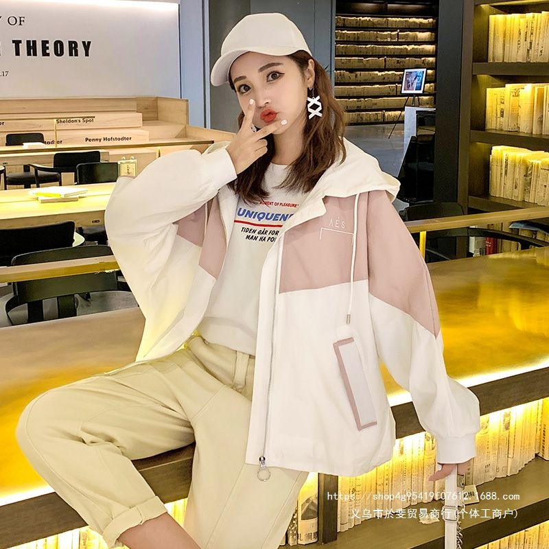 2026 Spring/Autumn New Hong Kong Style Workwear Jacket for Women, Korean Style, Loose Fit, Hooded, Student Windbreaker, Versatile Baseball Jacket, Trendy