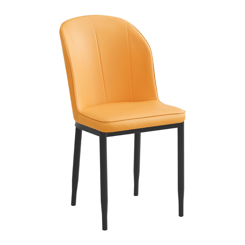Silla de respaldo simple moderna silla de cuero silla de ocio silla de comedor de paquete suave silla de negociación silla de comedor de tres filas