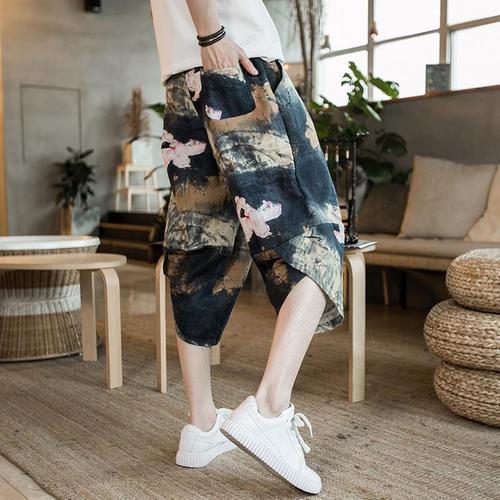 Thai elephant pants for men, Chinese-style, large size, 7-inch pants, trendy brand, Thai-style beach pants, Burmese Dai radish pants, shorts