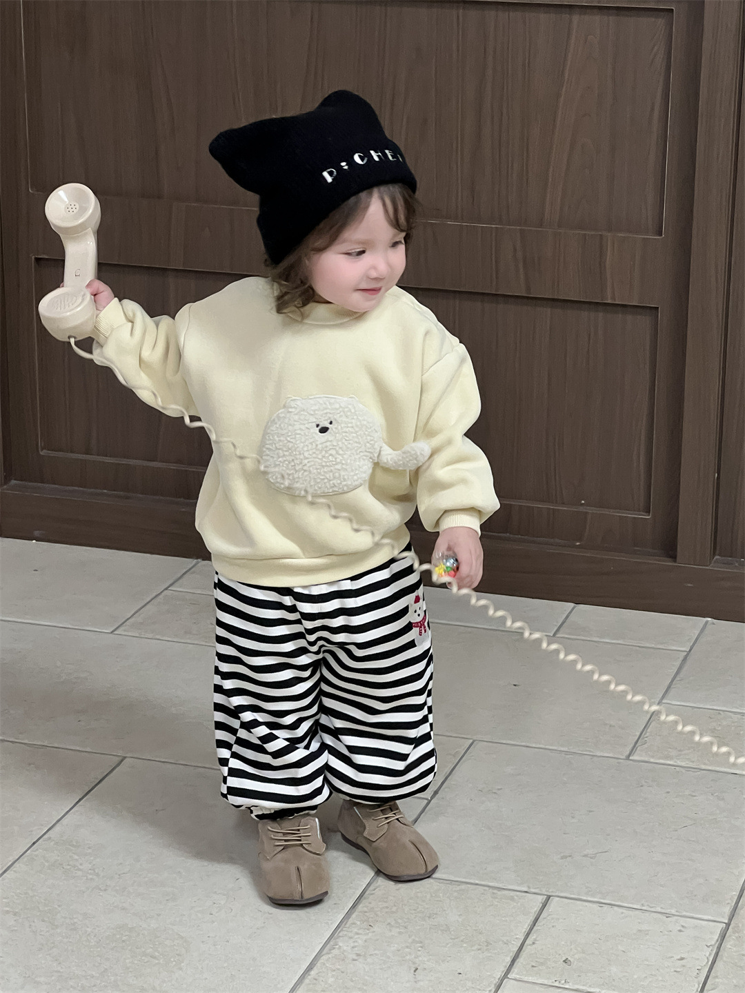 Invierno de niños engrosado suéter set de invierno de niñas ropa infantil coreana ropa de bebé calentamiento de lana suéter ropa infantil