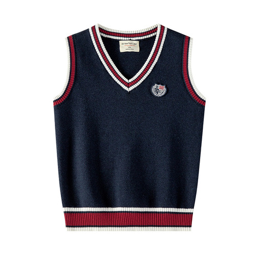 Choose size spring and autumn children's clothing woolen vest boys knitted vest sweater primary school girl kindergarten student uniform