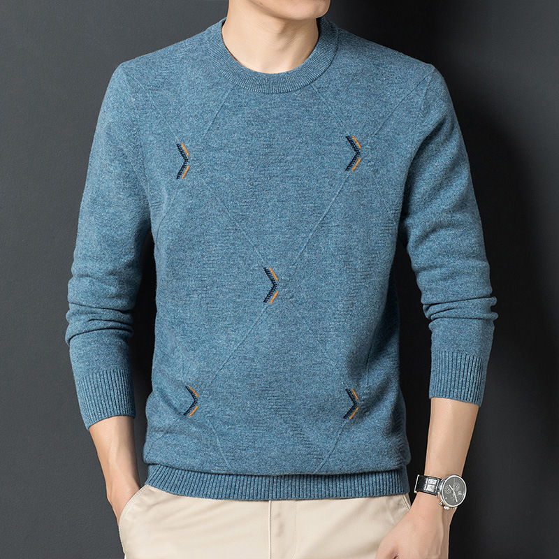 【100%纯羊毛】男装羊毛衫2022秋冬季新款简约休闲针织衫套头毛衣