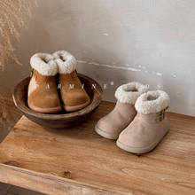 女童棉靴保暖宝宝雪地靴加绒加厚冬季新款儿童短靴真皮一件代发