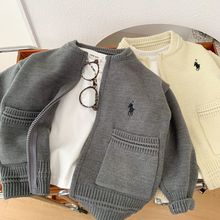 男童毛衣开衫2025春秋新款儿童洋气针织衫外套男孩休闲拉链上衣潮