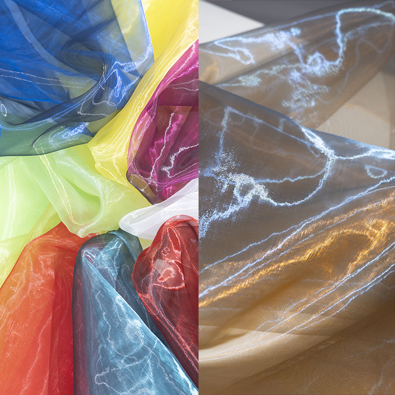 Laser Fantasy Gradient Water Gloss Organza Thin Encrypted Mesh Creative Popular Background Clothing Designer Fabric
