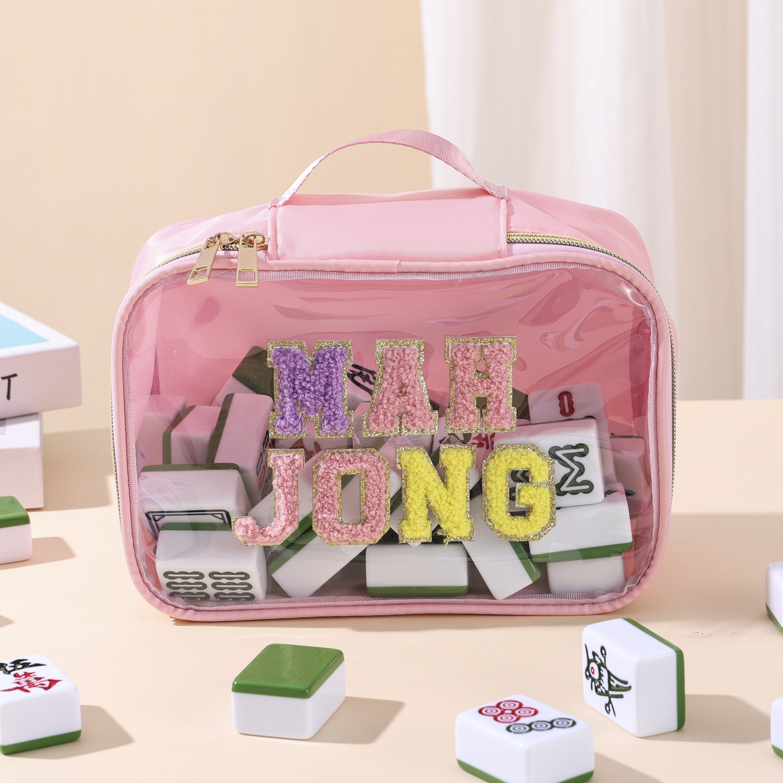 손잡이가 있는 핑크 MAHJONG