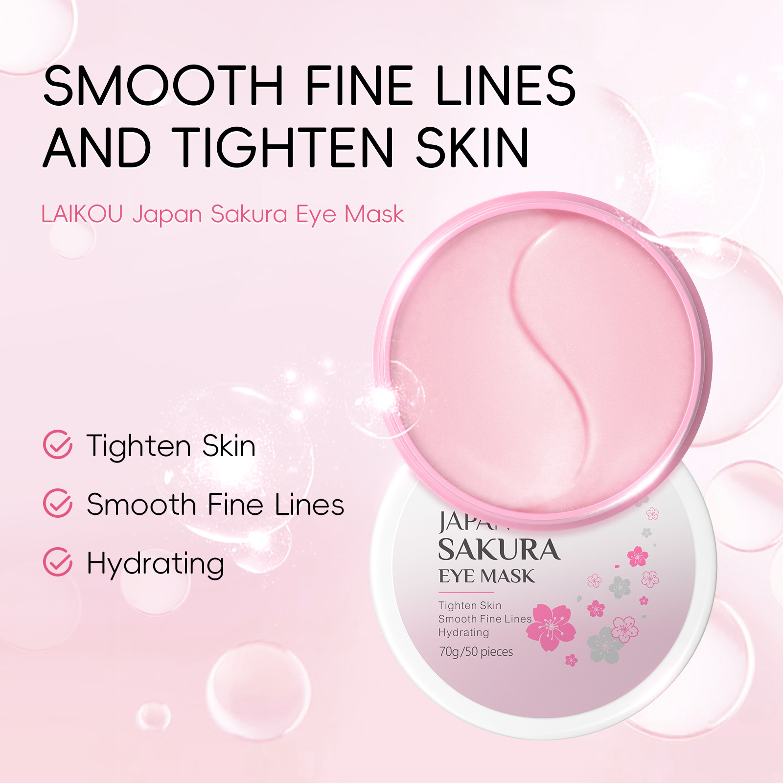 Cross-border LAIKOU Sakura Eye Mask 50 pieces - Wholesale of eye care products for moisturizing and hydrating around the eyes Item Picture