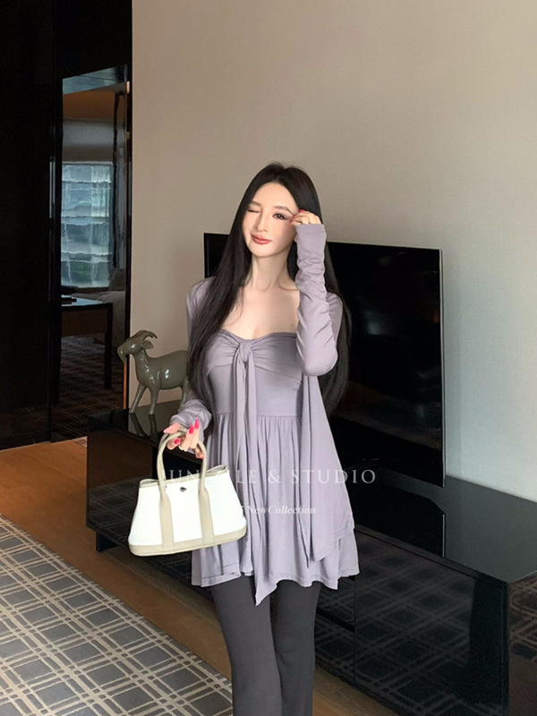 纯欲风带胸垫抹胸上衣修身开衫外套休闲微喇叭长裤子套装女秋装|undefined