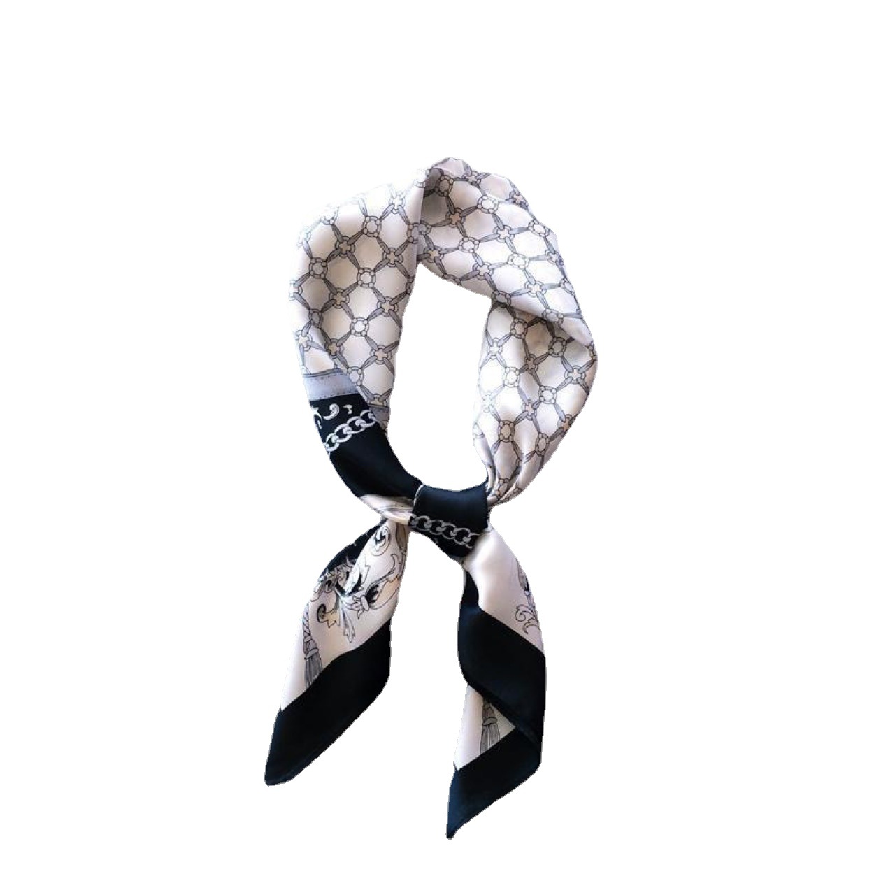 Winter Black Flower Countryside Women's Spring Square Printed Plain Decorative Scarf_voghion.com