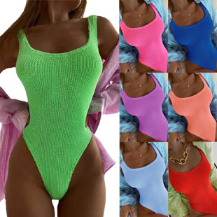 2025 New Special Fabric One-piece Bikini Women's Swimsuit European and American Fashion Sexy Cross-border Sling Swimsuit Women