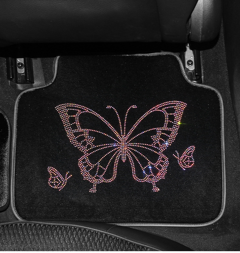 Car Velvet Foot Mat Carpet Type Universal Easy-to-Clean Waterproof Diamond Women's Car Mat Bicycle Inner Car Mat