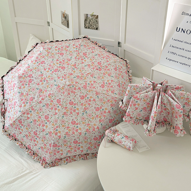 Korean Lace Umbrella for Women, Rain or Shine, Foldableing Parasol, Sun Protection, Uv Protection, Princess Style
