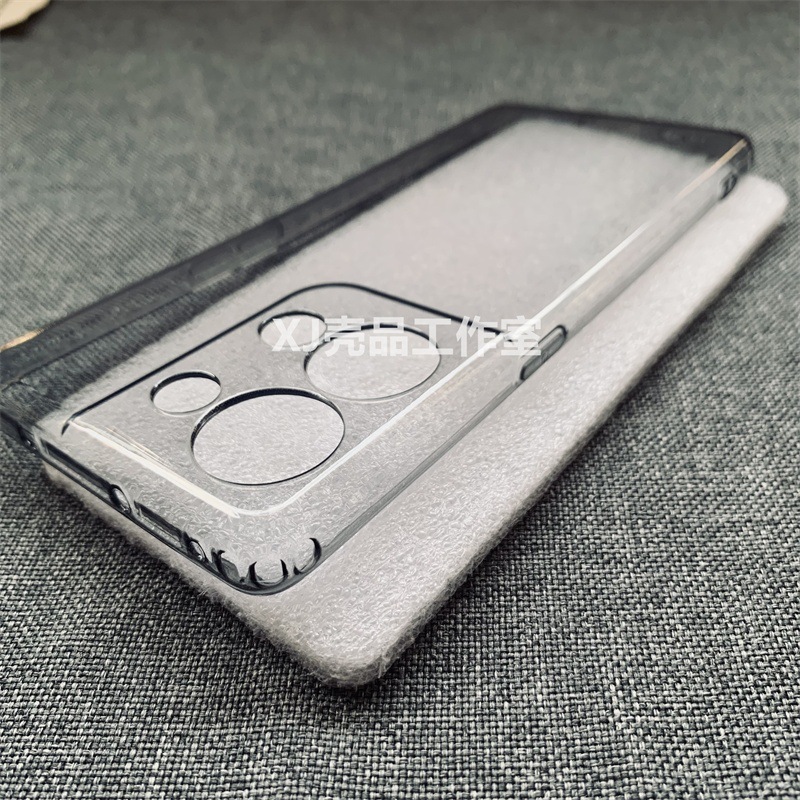 Transparent, Non-Yellowing, Simple and Suitable for Oppo Reno9Pro+ Mobile Phone Case, Ultra-Thin Transparent Black Silicone Soft Shell, Curved Edge, All-Inclusive