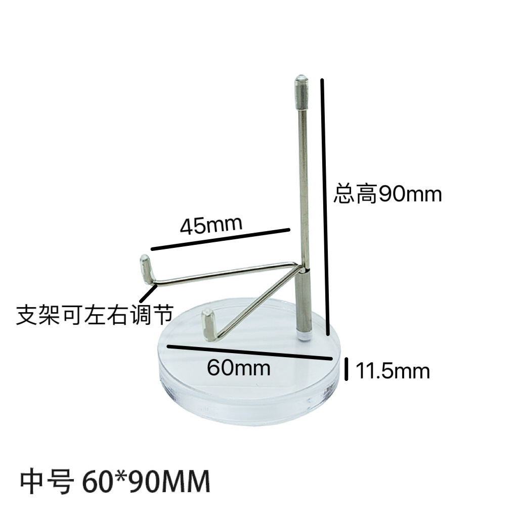 Soporte de etiqueta mineral transparente de acrílico redondo Soporte de exhibición de muestras de minerales de piedra cruda de cristal Soporte de caballete de base de brújula