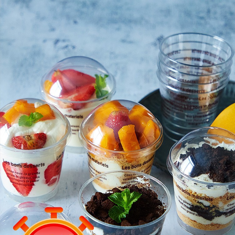 清仓处理 木糠杯带盖慕斯杯提拉米苏蛋糕杯 透明布丁杯50个装批发