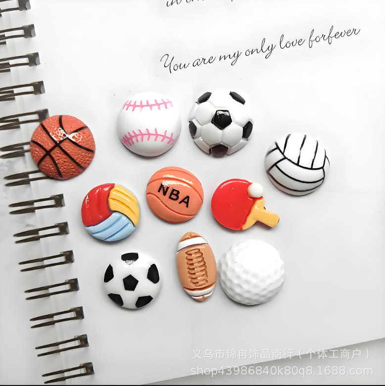 Cross-Border Creative Cute Ball Resin Handmade DIY Cartoon Artificial Basketball Football Table Tennis Resin Accessories