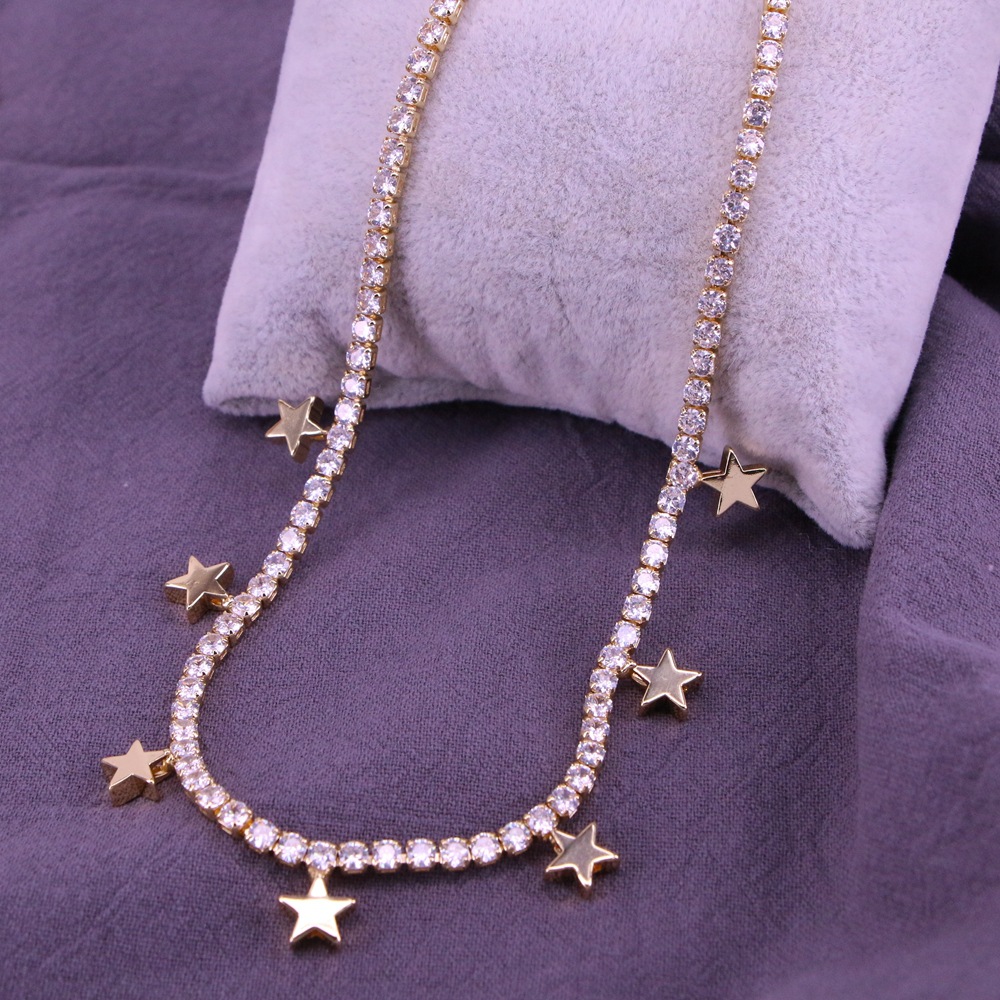 Mode Star Lune Le Cuivre Collier Plaqué Or Zircon Cuivre Colliers display picture 3