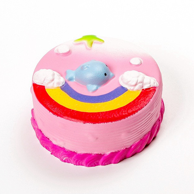 Squishy alimento simulado crema pastel de fresa comer jugar DIY húmedo suave rebote lento niños juguetes caseros pequeños
