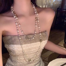【蜜桃茶】矜贵小香 长款山茶花珍珠项链高级感叠戴中式旗袍配饰
