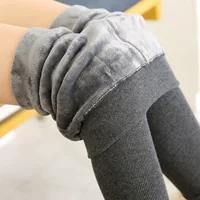 Утеплённые леггинсы с флисовой подкладкой, плотные зимние колготки, вертикальный рубчик, 2 стиля, серый/чёрный/светло‑серый